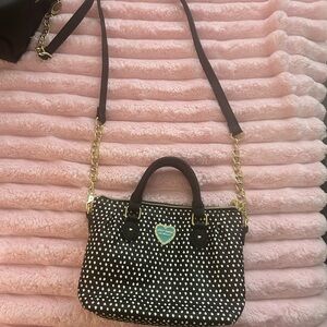 Polka Dot Betsey Johnson Purse with Gold Chain